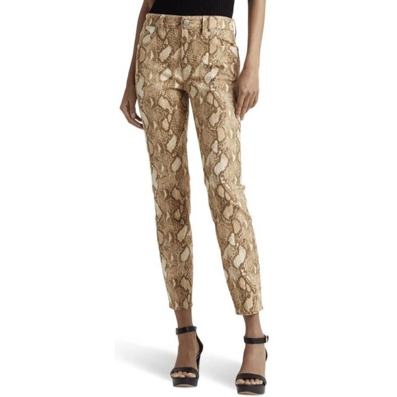 Ralph Lauren Skinny Ankle Jeans Snake Print Women's High Rise Cream Multi 6 - Picture 1 of 14